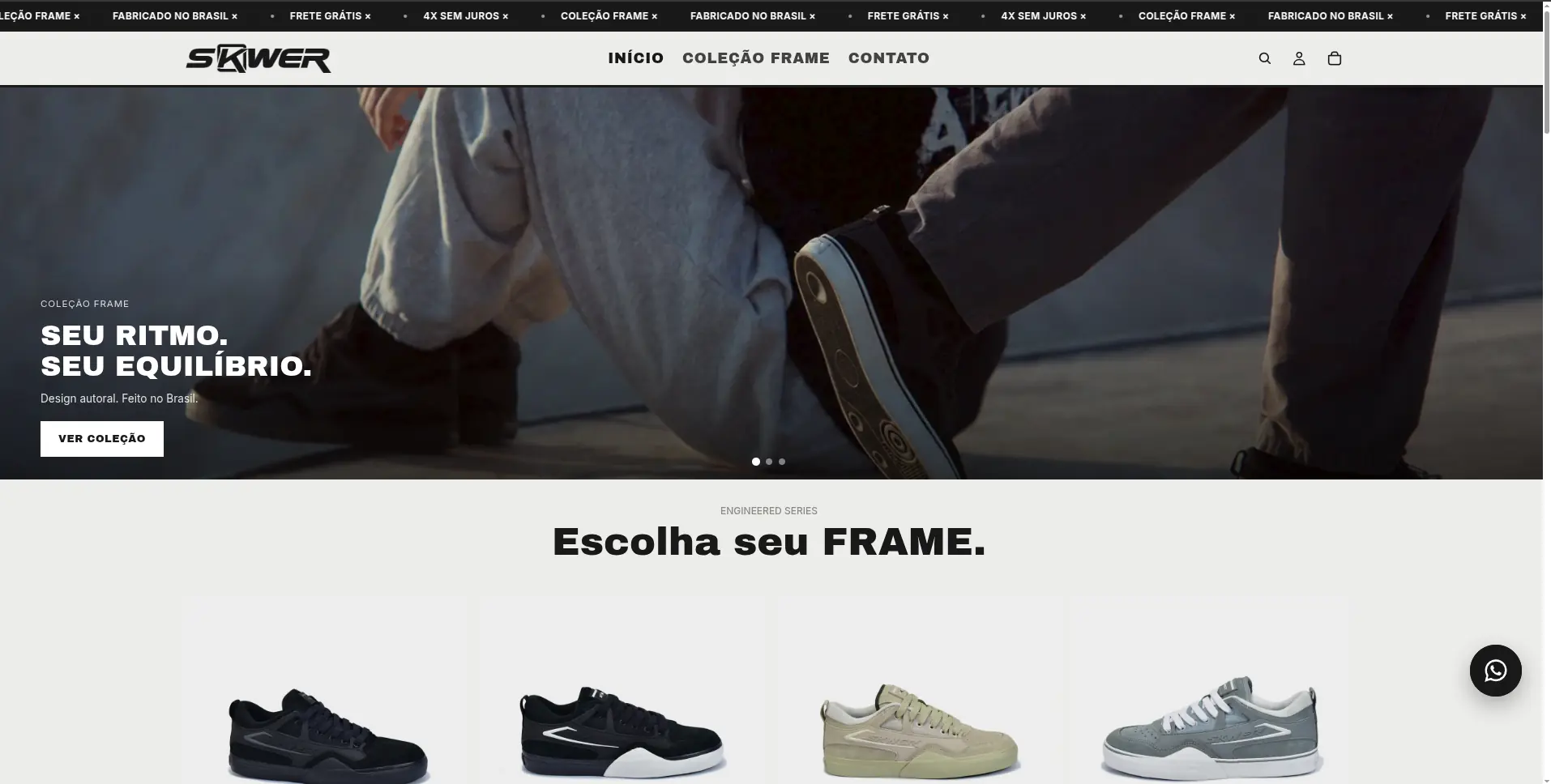Projeto de loja Shopify para a marca SKWER